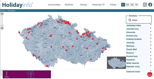 Holidayinfo.cz v letním režimu - Mapa 