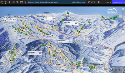 Interaktivní panoramatická mapa - SkiResort Černá hora - Pec