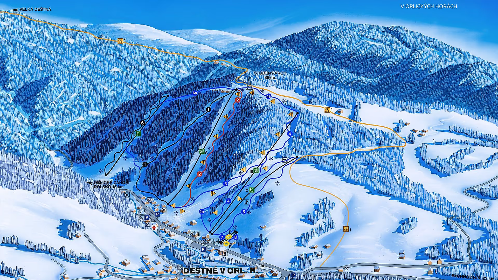 Deštné - Panoramic map