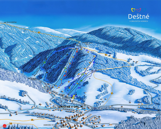Deštné - Panoramatická mapa