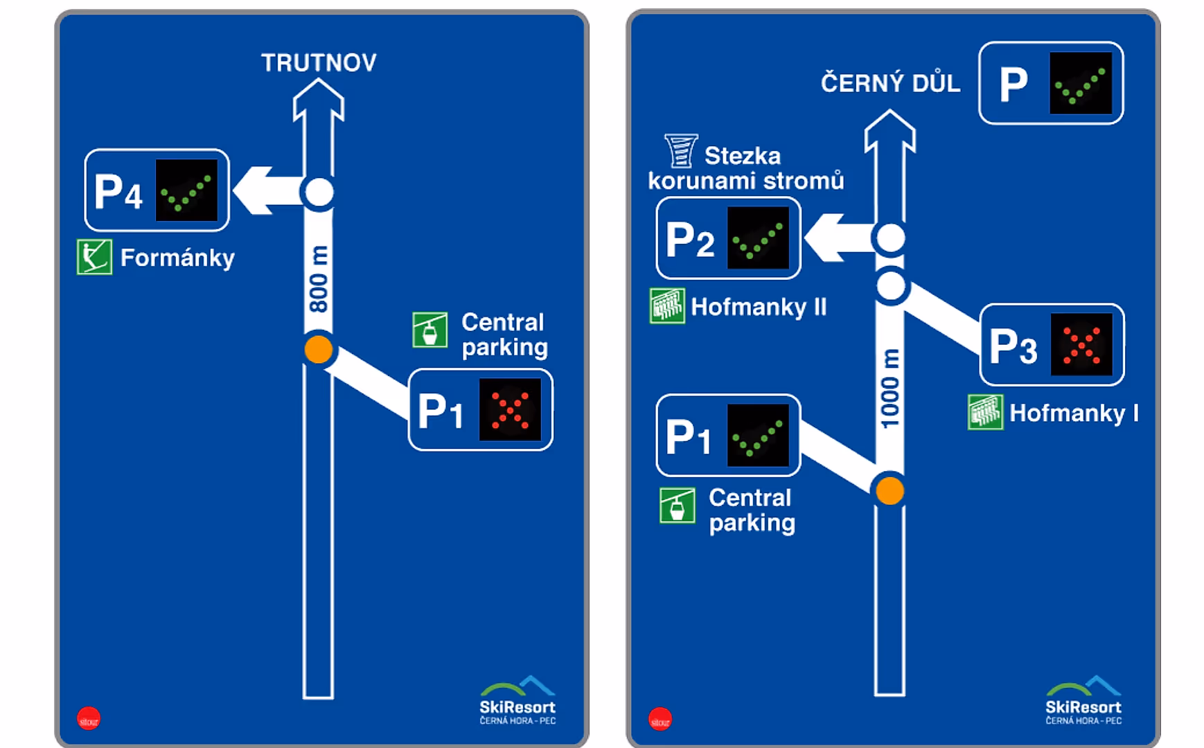 SkiResort Černá Hora – Pec - Parkoviště/Informační systém
